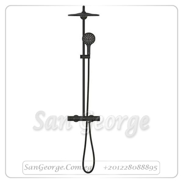 سمارت ثرموستات وحدة شاور بالعامود والطاسه دائرى 31 سم وسماعه 13 سم اسود Gr- 22119KF0 جروهي Grohe