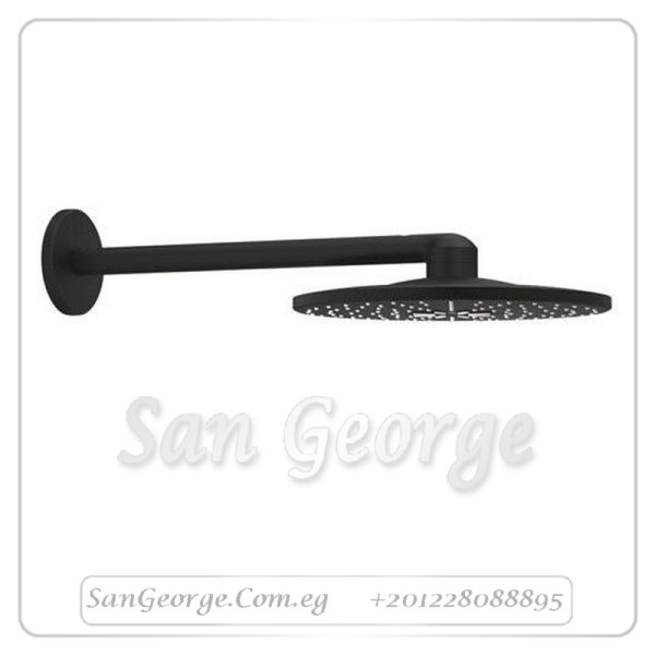 راين شاور طاسة شاور 31 سم دائرى 2 سرعه بالماسورة 40سم اسود Gr- 22123KF0 جروهي Grohe