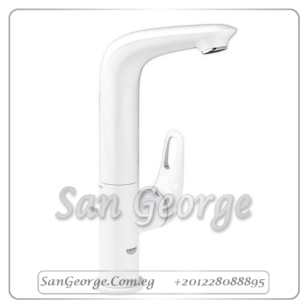 يوروستايل خلاط حوض مقبض جانبي بطابق ابيض x كروم Gr- 23569LS3 جروهي Grohe
