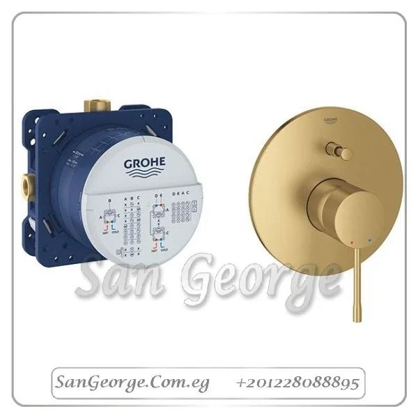 ايسانس خلاط بانيو دفن 2 حركة بالمحول والجسم ذهبي Gr- 24058GN1+35600000 جروهي Grohe