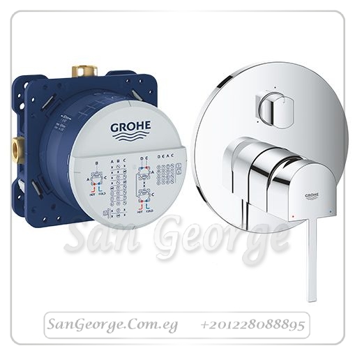 بلاس خلاط بانيو دفن 3حركة بالمحول و الجسم كروم Gr- 24093003+35600000 جروهي Grohe