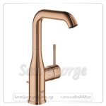 نيو ايسانس خلاط حوض 1 فتحه مرتفع مقبض من الجانب بالطابق روز جولد Gr- 24174DA1 جروهي Grohe