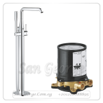 ايسانس خلاط بانيو ارضي بطقم السماعه بالجسم كروم Gr- 25248001+ 45984001 جروهي Grohe