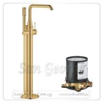 ايسانس خلاط بانيو ارضي بطقم السماعه بالجسم ذهبي مط Gr- 25248GL1+45984001 جروهي Grohe