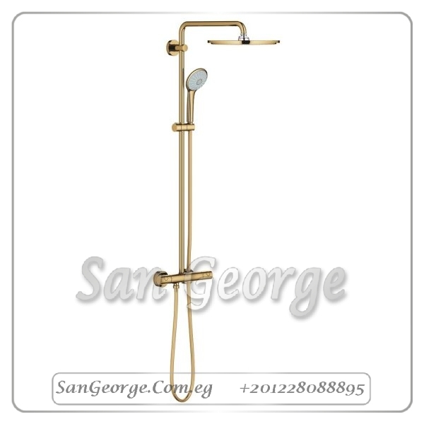 ايفوريا طقم دش كامل بالعامود والطاسة ذهبي Gr- 26075GL0 جروهي Grohe