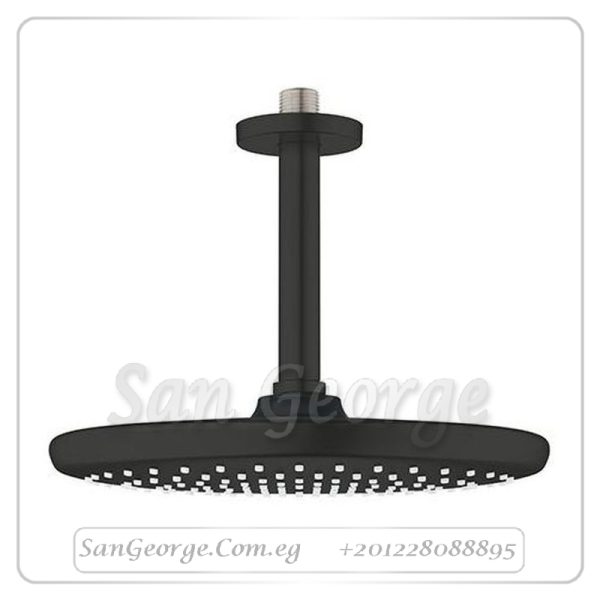 تمبستا طاسة شاور دائريه ماسورة راسى 14.2 سم 25 سم اسود Gr- 266692430 جروهي Grohe