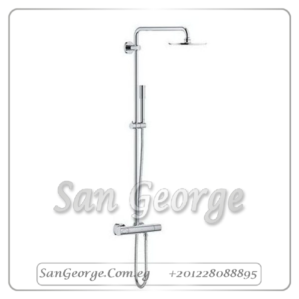 راين عامود دش شاور يشمل الخلاط بالثرموستات والطاسة والسماعة كروم Gr- 27032001 جروهي Grohe