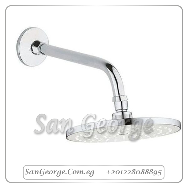 نيو تمبستا طاسة شاور 20 سم دائرى بالماسورة افقى كروم x ابيض Gr- 27406000+27541001 جروهي Grohe