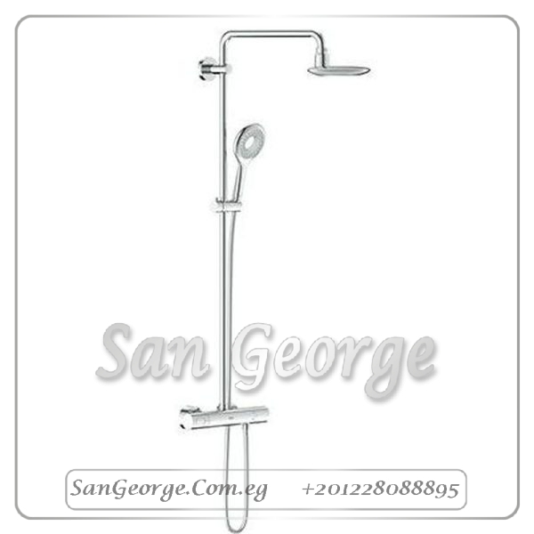 راين شاور عامود دش يشمل الخلاط بالثرموستات والطاسة والسماعة كروم Gr- 27435000 جروهي Grohe