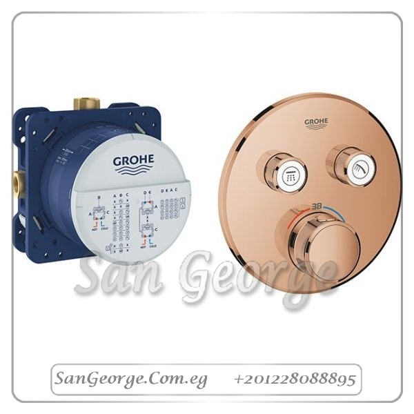 سمارت كنترول خلاط بانيو دفن ثيرم - دائرى 2 مخرج بالجسم روز جولد لامع Gr- 29119DA0+35600000 جروهي Grohe