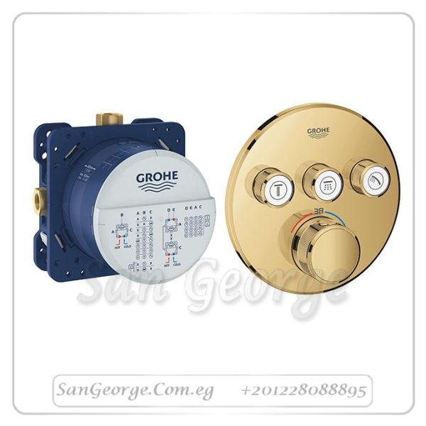 سمارت كنترول خلاط بانيو دفن - دائرى 3مخرج بالجسم ذهبي لامع Gr- 29121GL0+35600000 جروهي Grohe