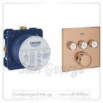 سمارت كنترول خلاط بانيو دفن ثيرم - مربع دفن 3مخرج بالجسم روز جولد مط Gr- 29126DL0+35600000 جروهي Grohe
