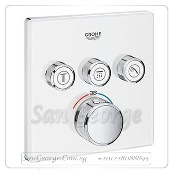 جيروثيرم سمارت كنترول وش خلاط بانيو دفن بدون جسم ابيض x كروم Gr- 29157LS0 جروهي Grohe