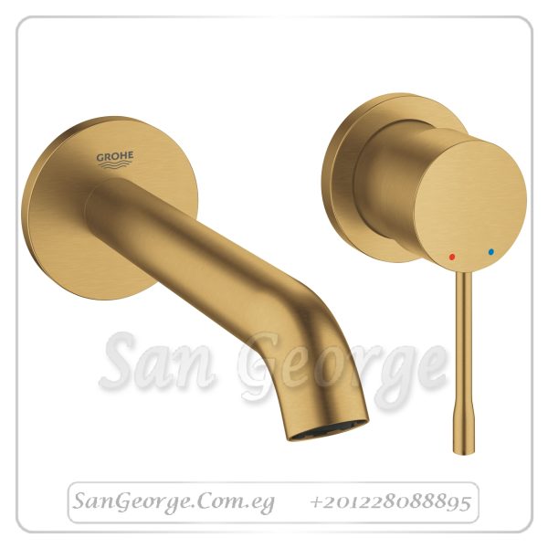 ايسانس خلاط حوض دفن 2فتحه تركيب حائطى قنطره 183مم بدون جسم الدفن ذهبي Gr- 29192GN1 جروهي Grohe