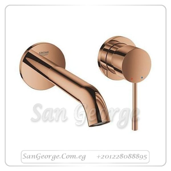 ايسانس خلاط حوض دفن 2فتحه تركيب حائطى قنطره 183مم روز جولد مط Gr- 29192DA1 جروهي Grohe
