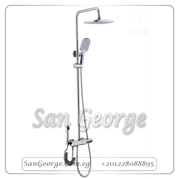 Digital Display Keyboard Rainfall Shower Silver Faucet Tub Spout Mixer Set Handspray