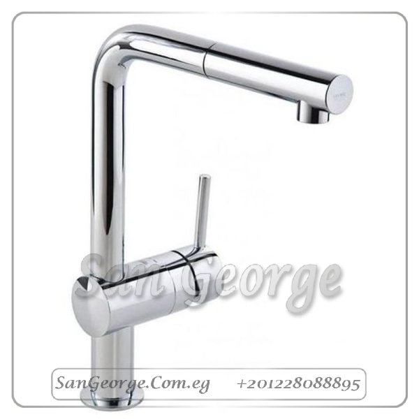 مينتا خلاط مطبخ بدش متحرك + قنطرة مستقيمة كروم Gr- 32168000 جروهي Grohe