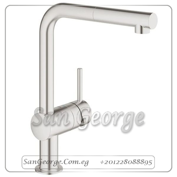 مينتا خلاط مطبخ شامل الدش قنطرة مستقيمة فضي مط Gr- 32168DC0 جروهي Grohe