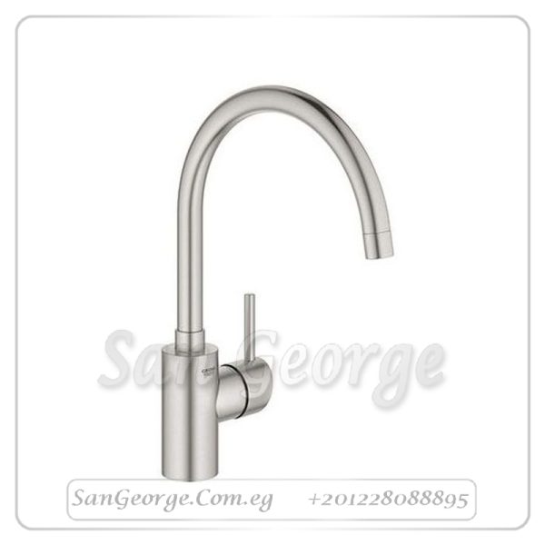 كونكت خلاط مطبخ 1 فتحه قنطره عاليه مقبض من الجانب فضي مط Gr- 32661DC3 جروهي Grohe