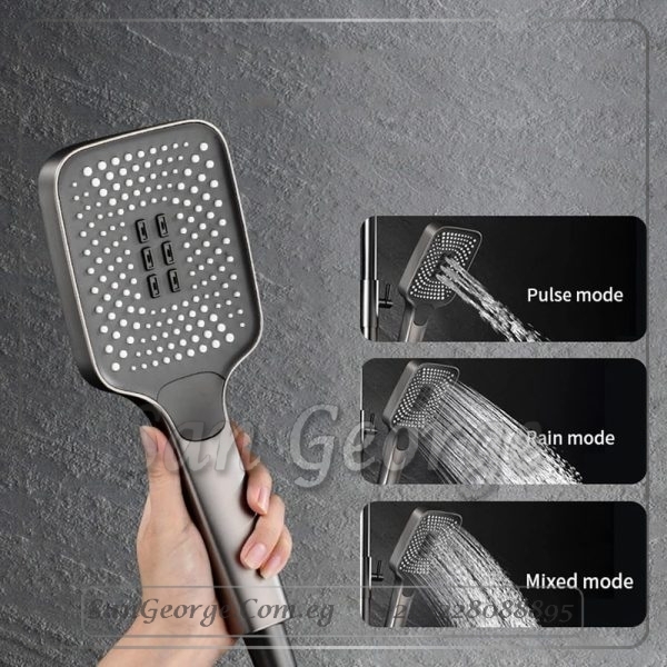 Bathroom Rain Shower Piano Key Shower Faucet Set Gun Gray Digital Display Shower System