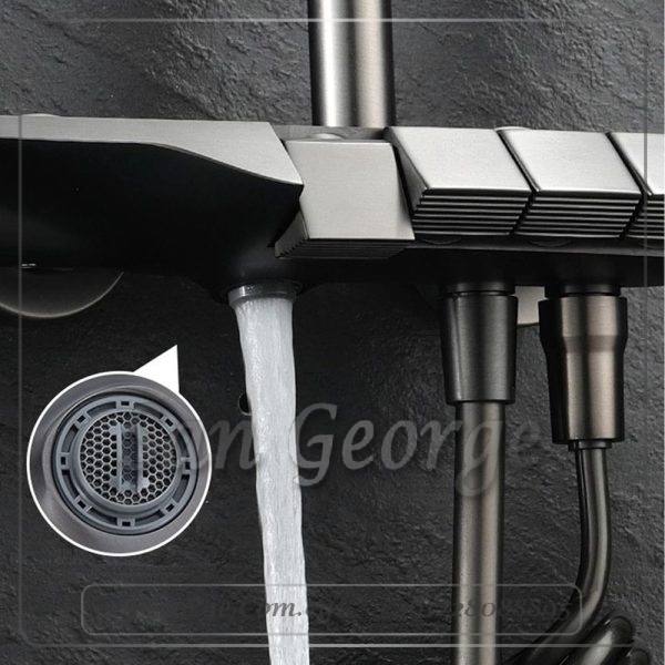 Bathroom Rain Shower Piano Key Shower Faucet Set Gun Gray Digital Display Shower System