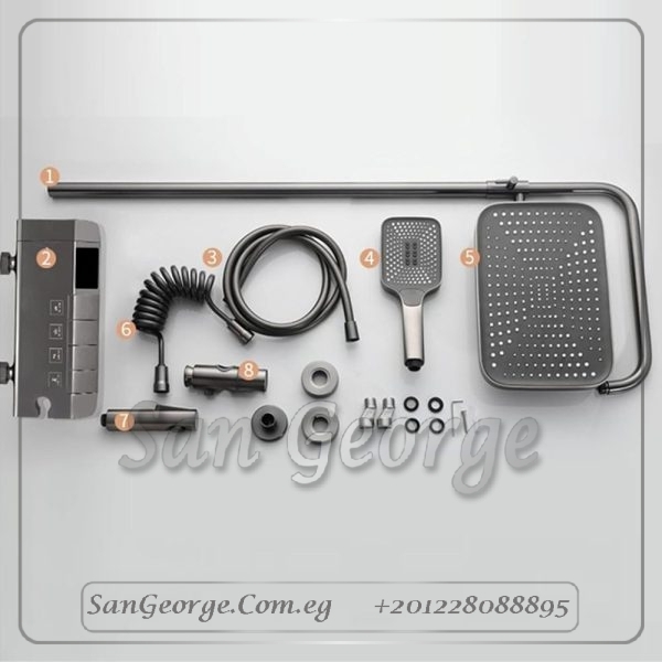Bathroom Rain Shower Piano Key Shower Faucet Set Gun Gray Digital Display Shower System