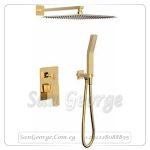 طاسة شاور جواد 30*30 سم مربعة دفن بالسماعة و وش دفن بالمحول بدون مخرج سفلي ذهبي EBOX-00222PVG