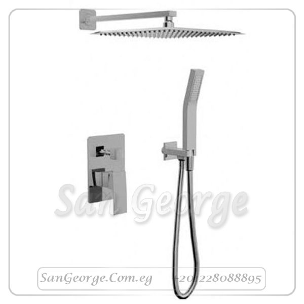 طاسة شاور جواد 30*30 سم مربعة دفن بالسماعة و وش دفن بالمحول رمادي EBOX-00222PVY
