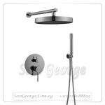 وحدة شاور جواد 30*30 سم دائرى 30سم وماسوره 35سم وطقم سماعه بمخرج دفن رمادي EBOX-00332PVY