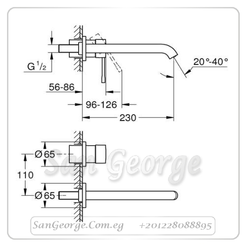 نيو ايسانس خلاط حوض 2 فتحه هارد جرافيتي Gr- 19967A01 جروهي Grohe