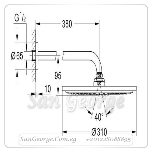 راين شاور طاسة دش ۳۱۰ مم هارد جرافيتي Gr- 26067AL0 جروهي Grohe