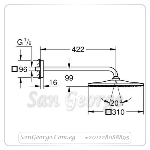 راين شاور طاسة شاور ۳۱ سم ذهبي Gr- 26564GN0 جروهي Grohe