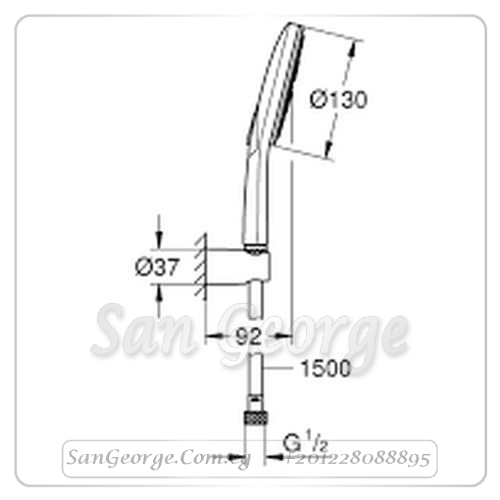 راين شاور سماعة شاور 26574A00 هارد جرافيتي لامع Gr- 26574A00 جروهي Grohe