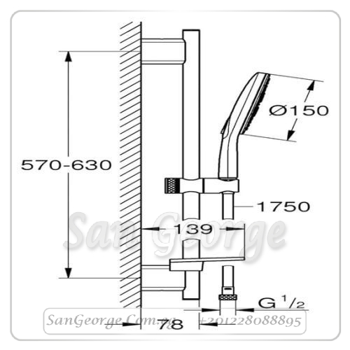 راين شاور مسطرة دش سمارت اكتيف دائري كروم Gr- 26592000 جروهي Grohe