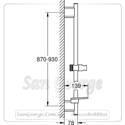 راين شاور عامود دش ۹۰ سم 26603A00 هارد جرافيتي لامع Gr- 26603A00 جروهي Grohe