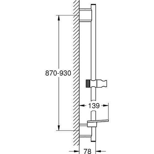 راين شاور استاند مسطرة دش ٩٠ سم 26603AL0 هارد جرافيتي مط Gr- 26603AL0 جروهي Grohe