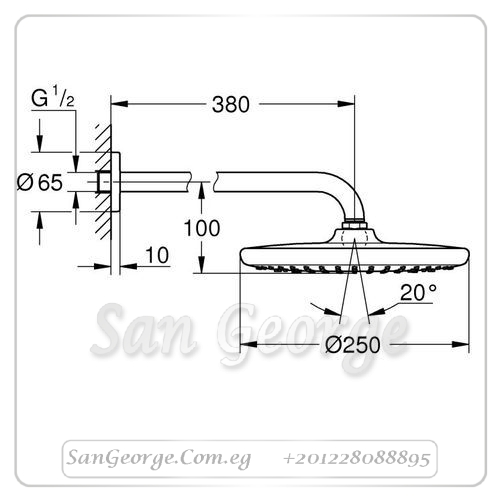 نيو تمبستا طاسة دش ۲٥۰ مم دائريه كروم Gr- 26668000 جروهي Grohe