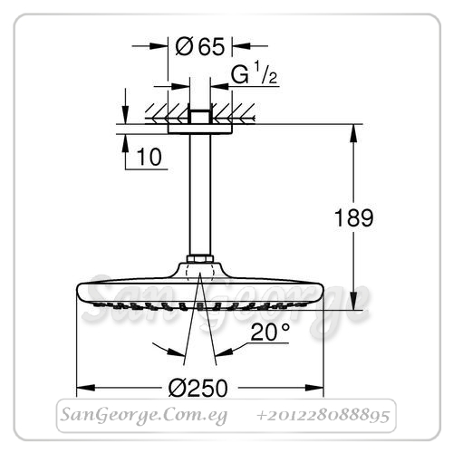 تمبستا طاسة دش ۲٥ سم دائرية كروم Gr- 26669000 جروهي Grohe