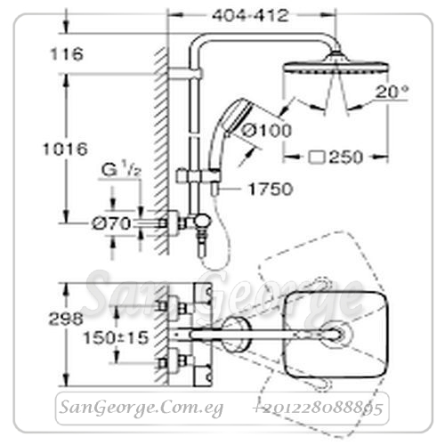 تمبستا كوزموبوليتان طقم دش كامل قدم كروم Gr- 26689000 جروهي Grohe