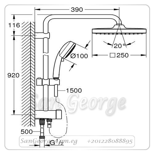 تمبستا كوزموبوليتان عامود دش بطاسه ابيض x كروم Gr- 26694000 جروهي Grohe