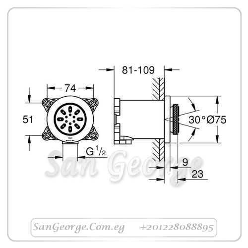 راين شاور جيت دفن دائري 26801GN0 ذهبي مط Gr- 26801GN0 جروهي Grohe