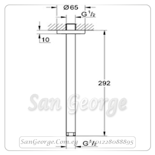 راين شاور ماسورة طاسة دش ٢٩٢ مم كروم Gr- 28497 جروهي Grohe