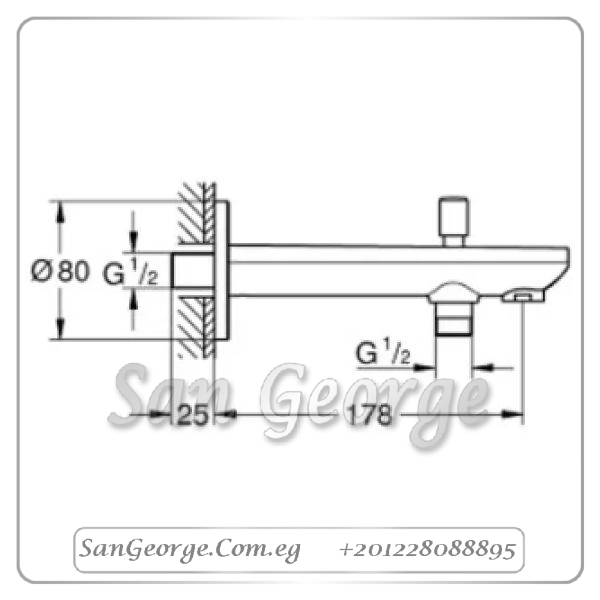 باو ايدج حنفية خلاط بانيو بمحول دفن كروم Gr- 13390000جروهي Grohe - الصورة 3