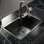 حوض مطبخ ستانلس ستيل اسود نانو 60×45 سم بالشبكة
