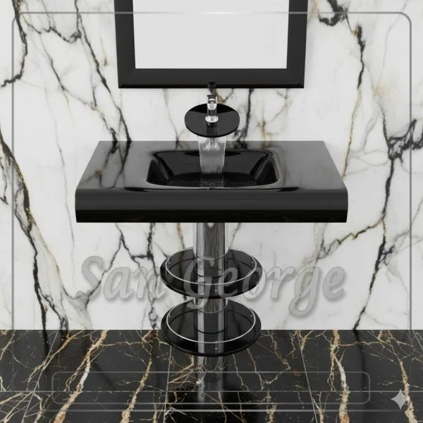 Glass Vanity Set 090 Black 80 cm by San George Design