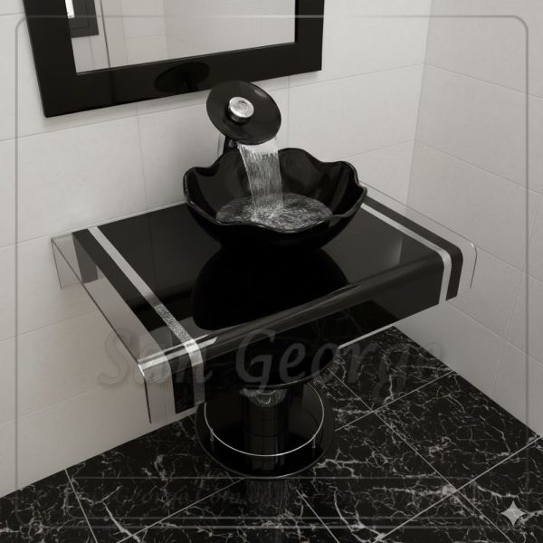 Glass Basin Set 3012 Black 80 cm by San George Design