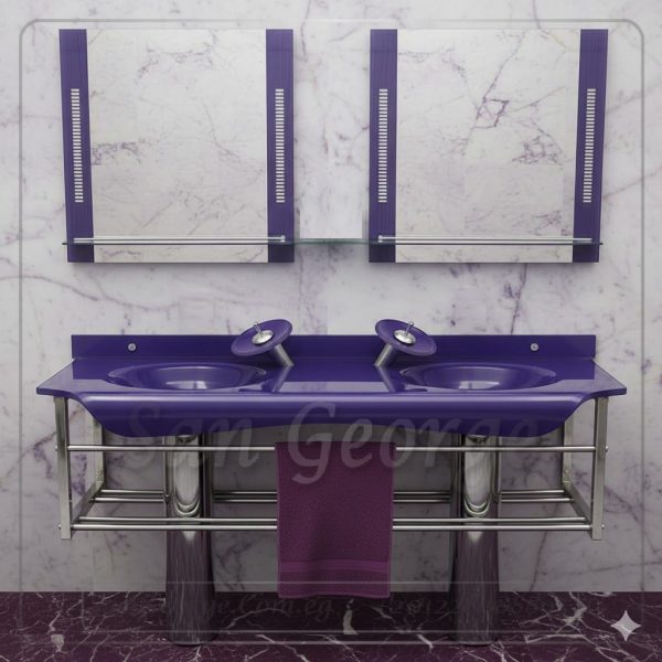 مجموعة حوض زجاج 3205 موف 120 سم معلقه  من San George Design