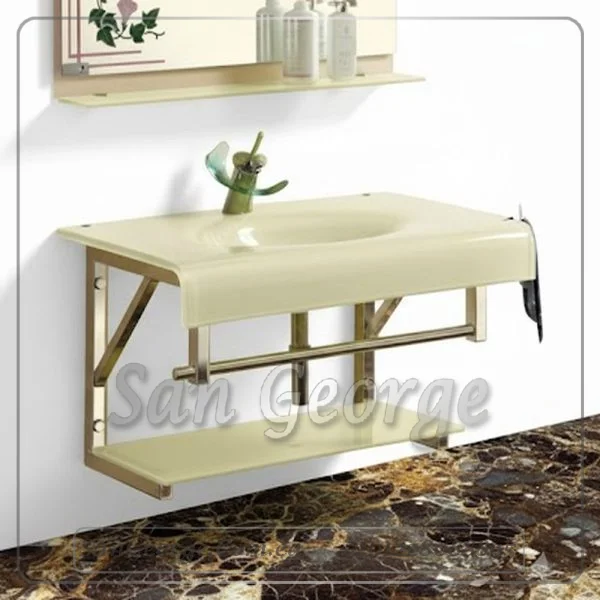 وحده 090 حوض حمام 80 سم بيج زجاج San George Design مستورد مع ارفف و مرايا هديه