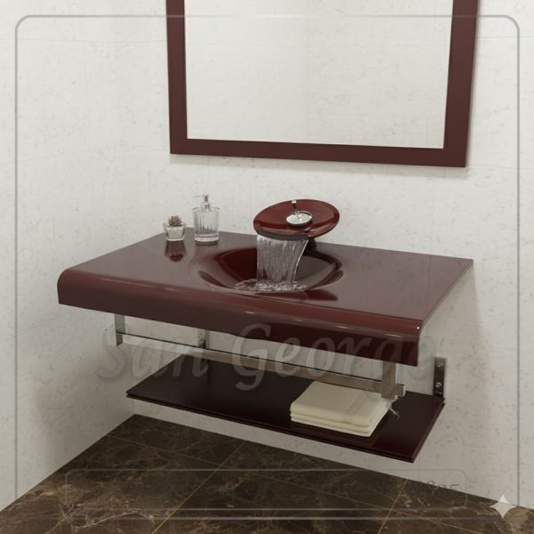 مجموعة حمام زجاج 9080 بني 80 سم معلقه  من San George Design (Copy)
