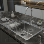 حوض مطبخ ستانلس ستيل نانو 80×45 سم بالشبكة